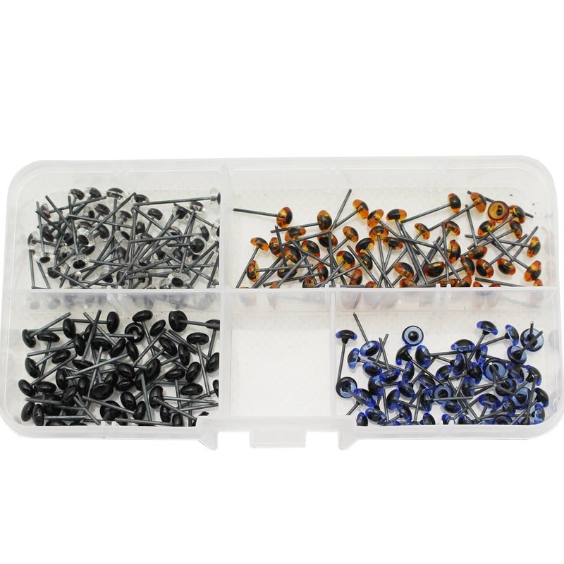 Raogoodcx 200pcs Mini Glass Black/Blue/Amber/Clear Eyes Kits for Teddy Puppets Dolls Wool Felting Crafts - Image 3